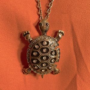 Large movable Silver Turtle Statement Necklace